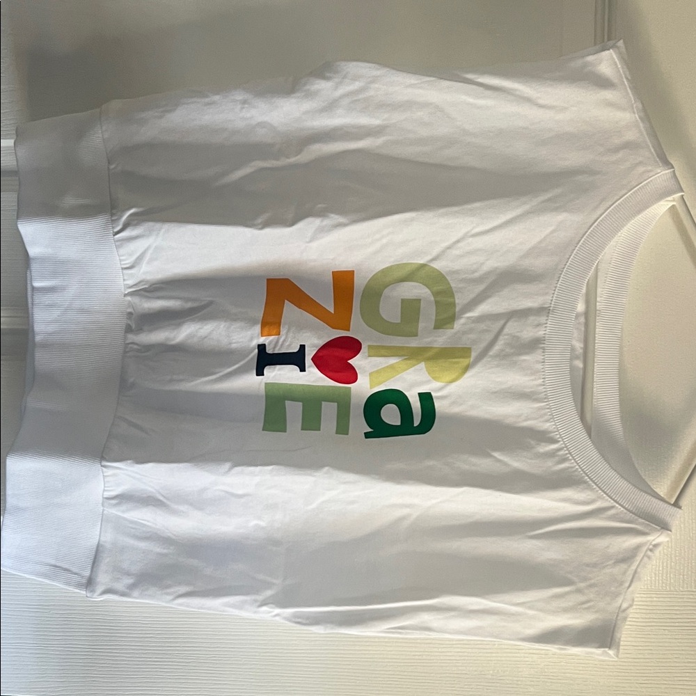 LOFT White Muscle Tee with Multicolor Graphic